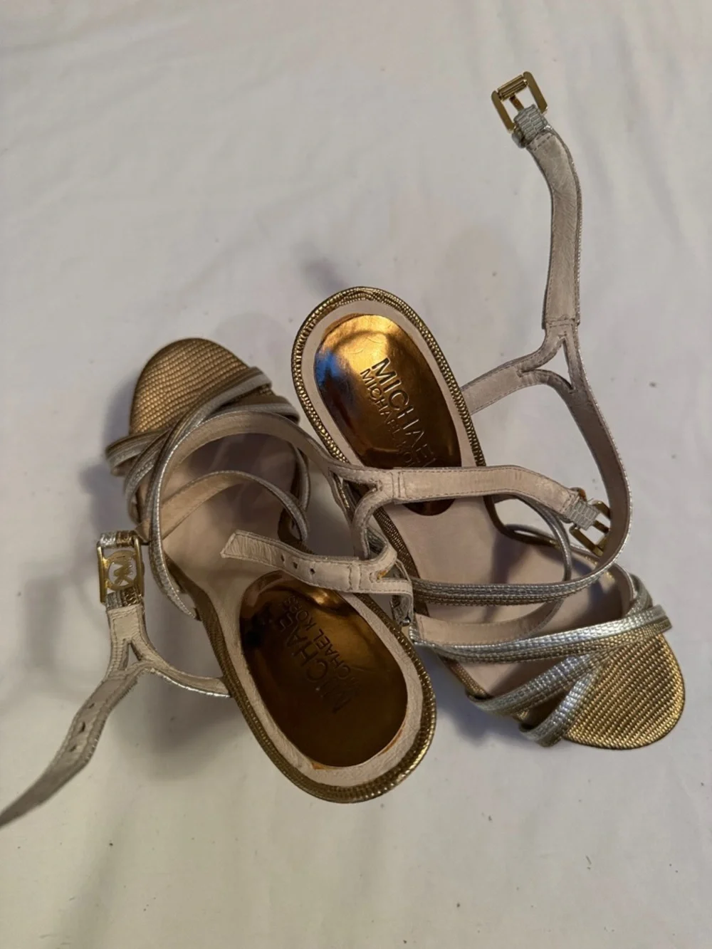 MICHAEL Michael Kors Metallic Gold and Silver Platform Heels